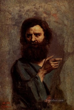  cabeza Pintura - Corot Cabeza del hombre barbudo plein air Romanticismo Jean Baptiste Camille Corot
